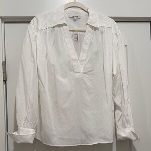 NWT Madewell White V-Neck Popover Blouse